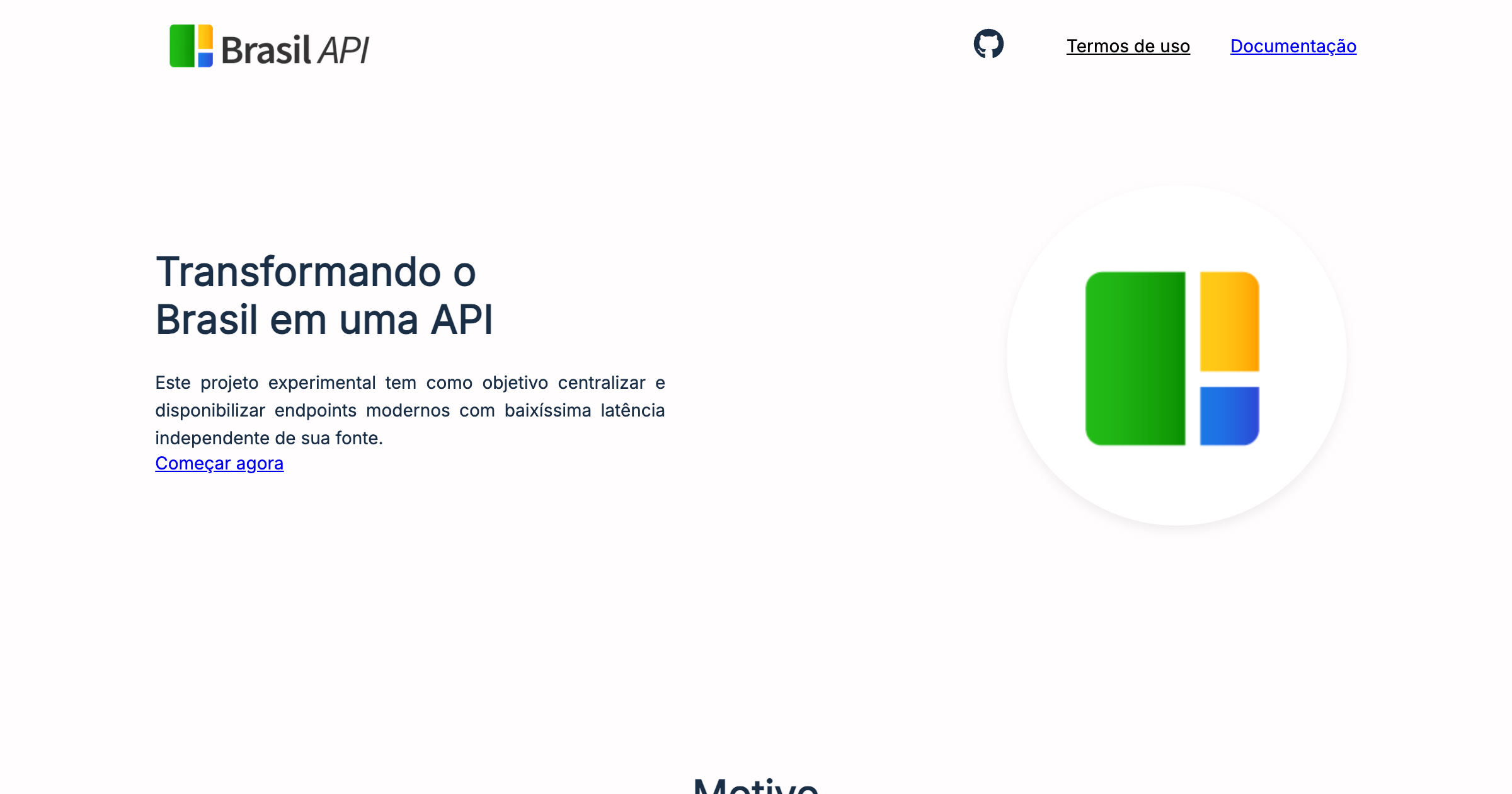 Página inicial da BrasilAPI